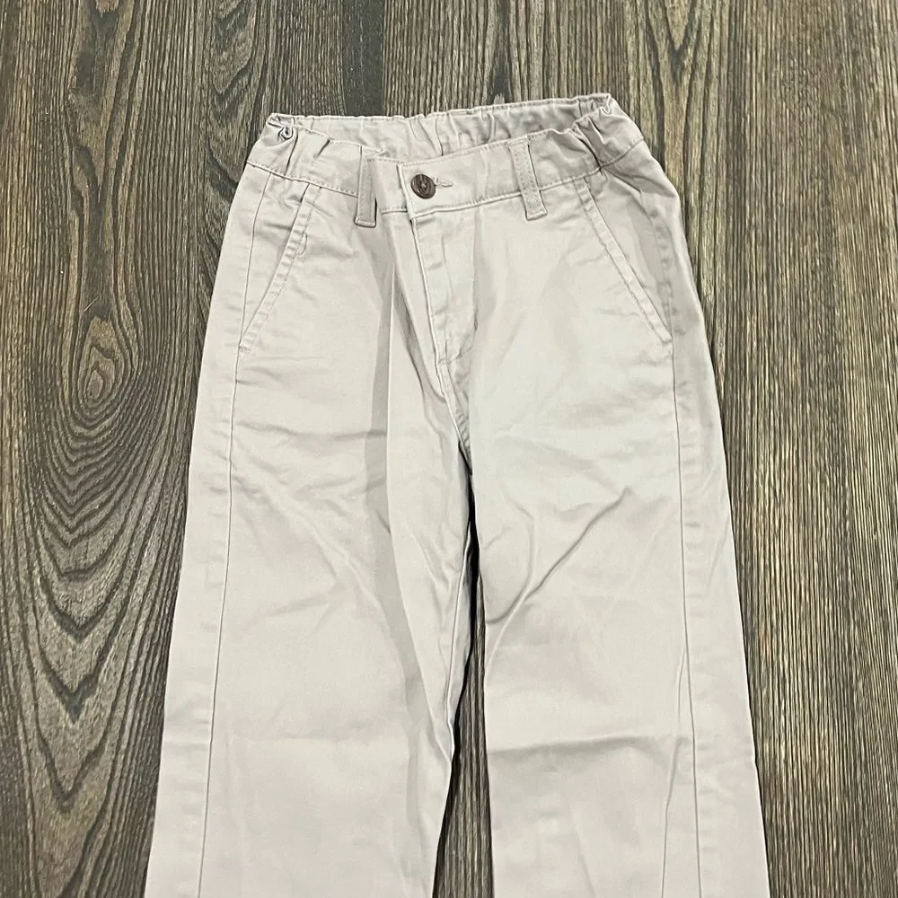 Izod Pants Straight Leg Flat Front Mid Rise Cotton Stretch Chino Khaki Size 10